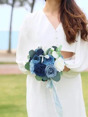 7.8 inch wide Navy Blue Bridesmaid Bouquet