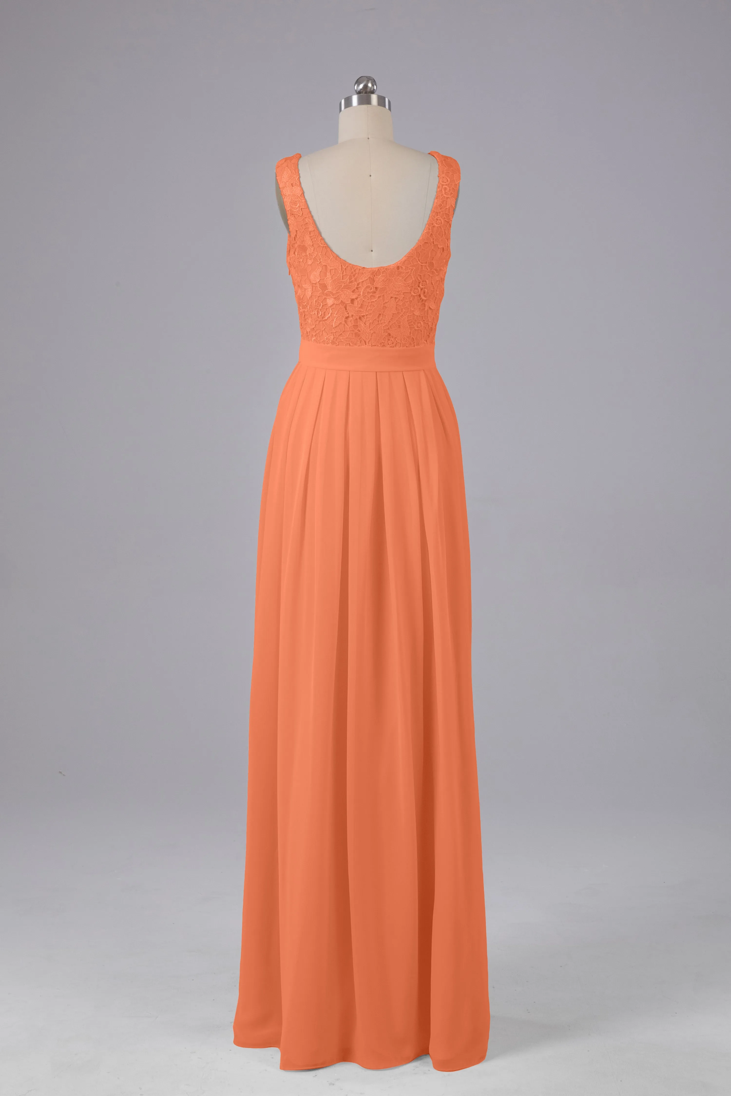 A-line Lace Top Floor Length Chiffon Bridesmaid Dresses