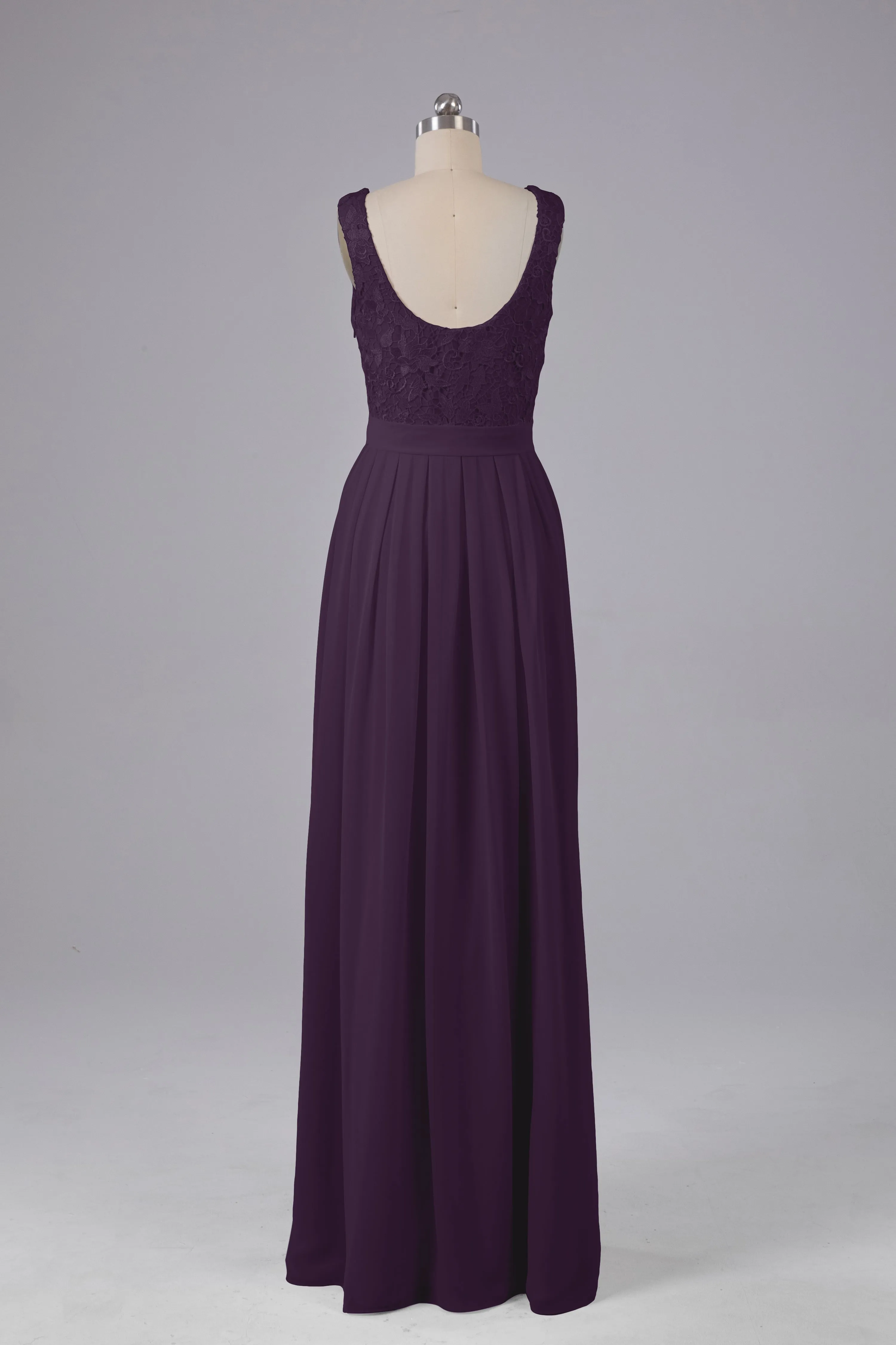 A-line Lace Top Floor Length Chiffon Bridesmaid Dresses