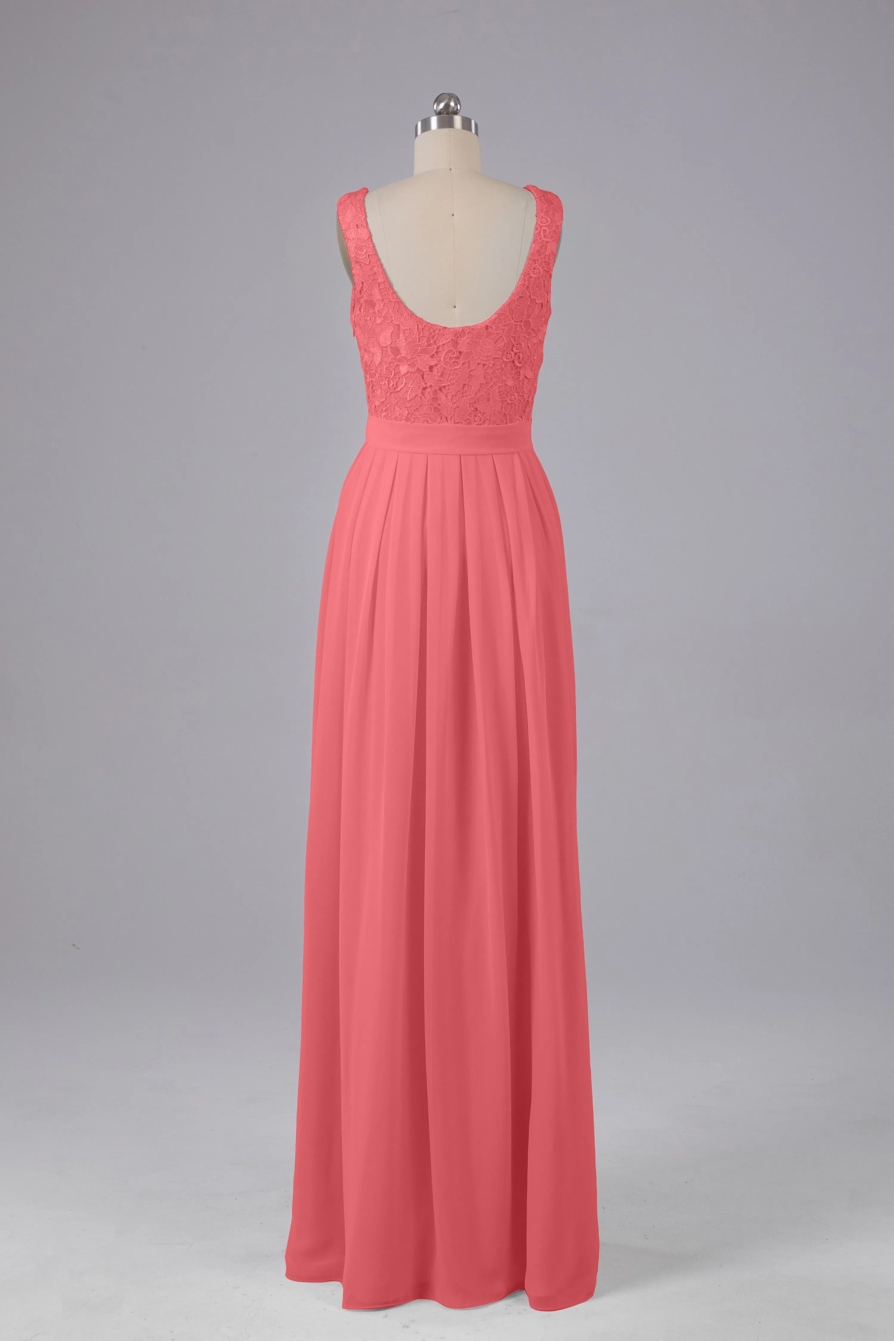 A-line Lace Top Floor Length Chiffon Bridesmaid Dresses