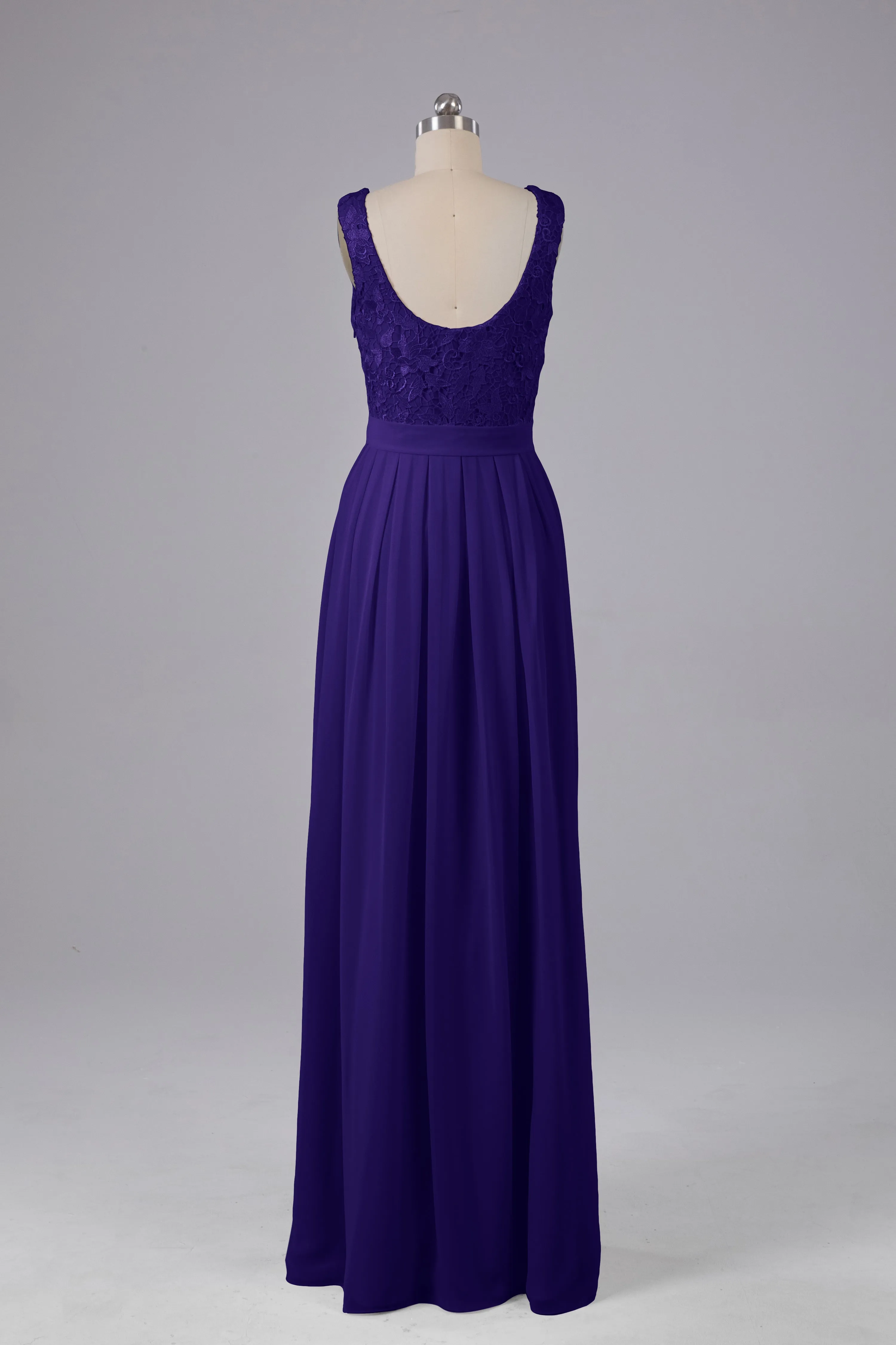 A-line Lace Top Floor Length Chiffon Bridesmaid Dresses