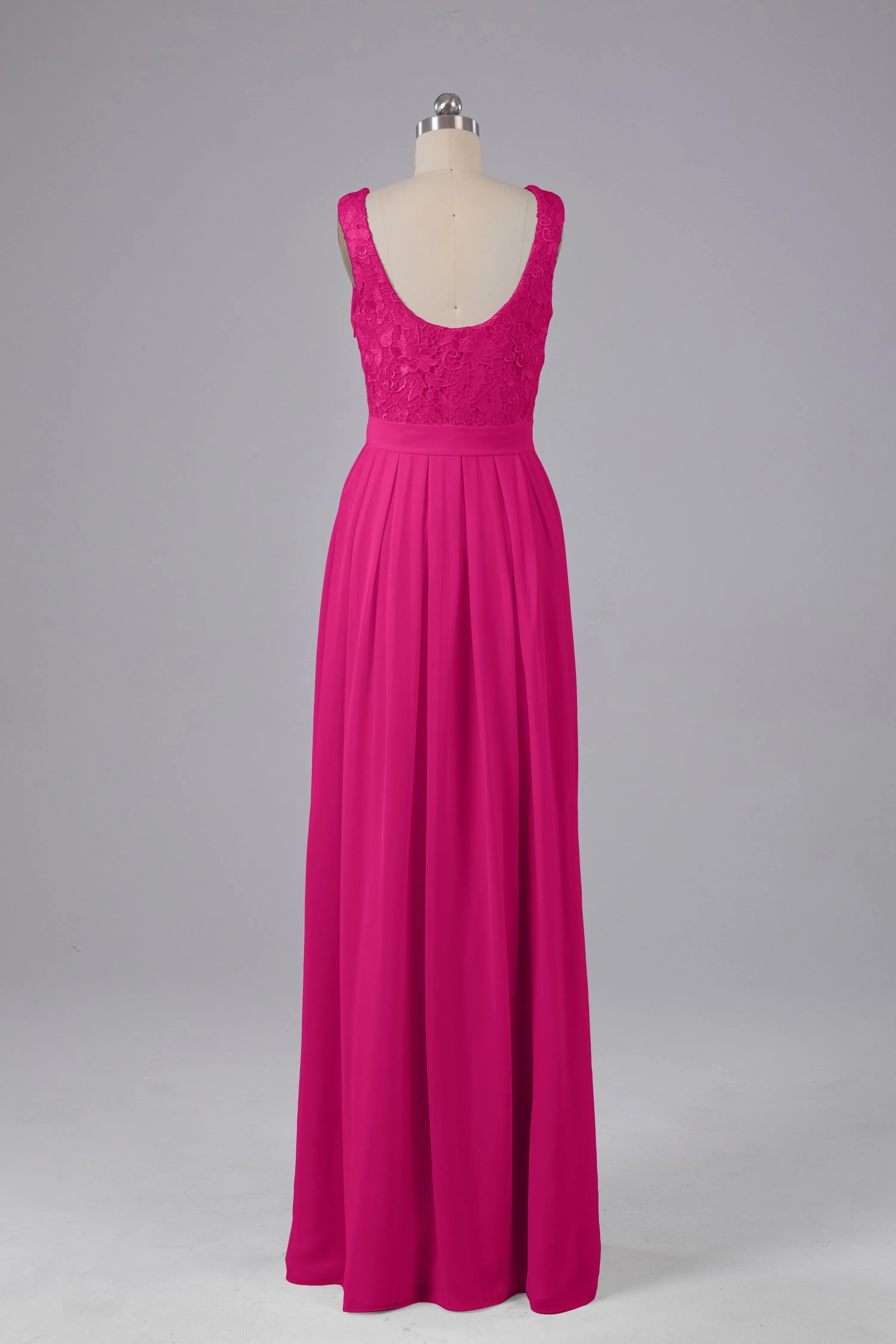 A-line Lace Top Floor Length Chiffon Bridesmaid Dresses