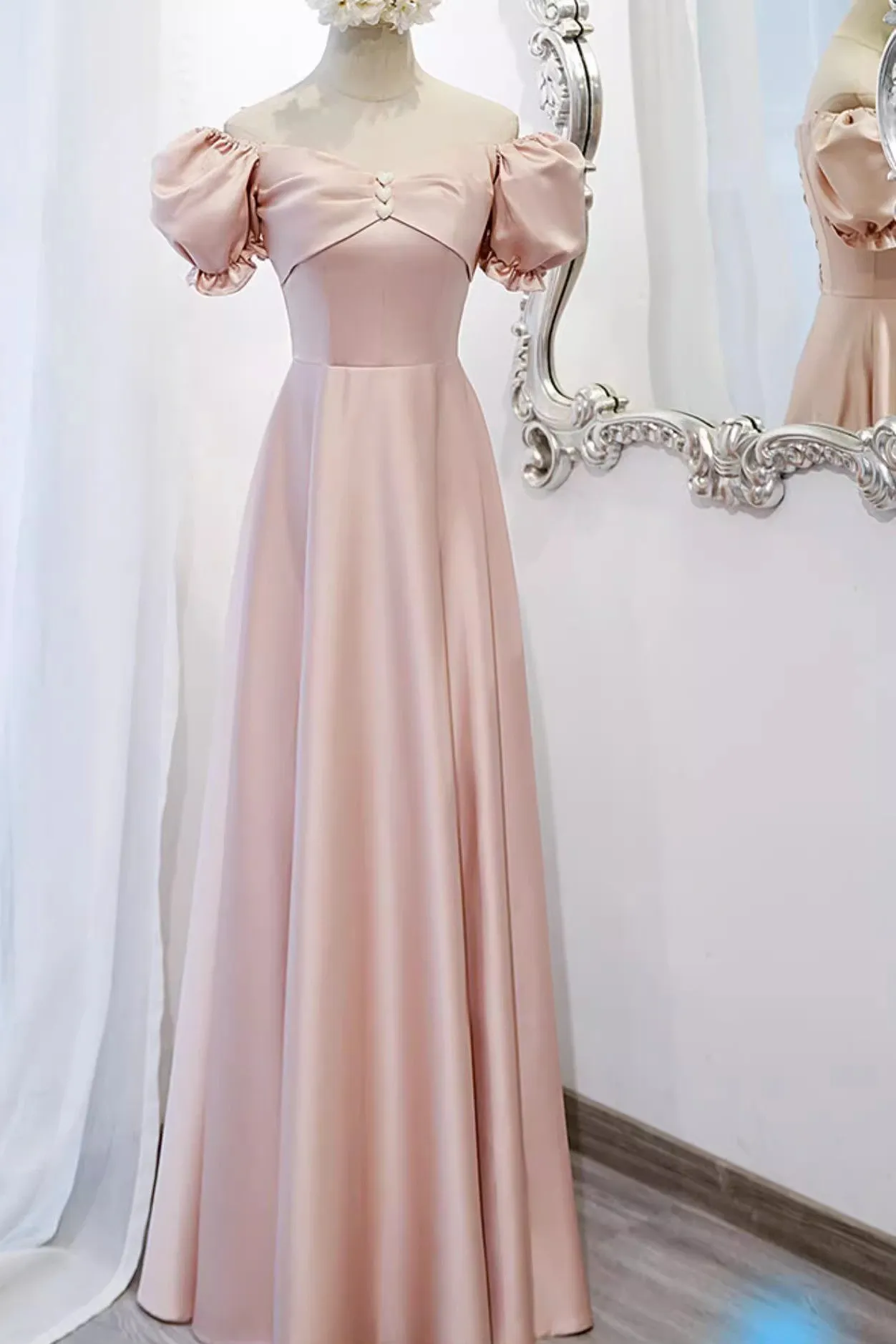 A Line New Style Satin Bridesmaid Dress, Pink Cheap Multiple Styles Floor Length Dresses UQB0032