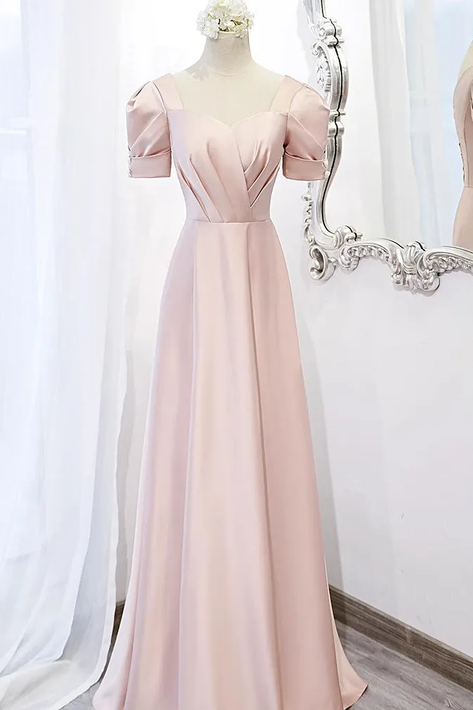 A Line New Style Satin Bridesmaid Dress, Pink Cheap Multiple Styles Floor Length Dresses UQB0032