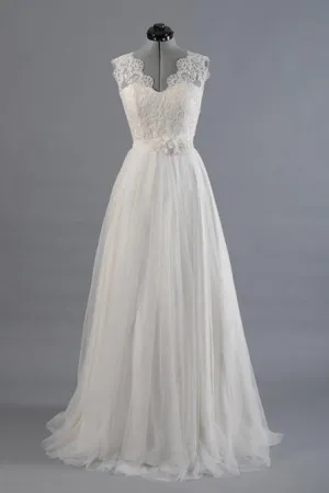 A-line V-Neck Sashes Appliques Beach Wedding Dress  WD170