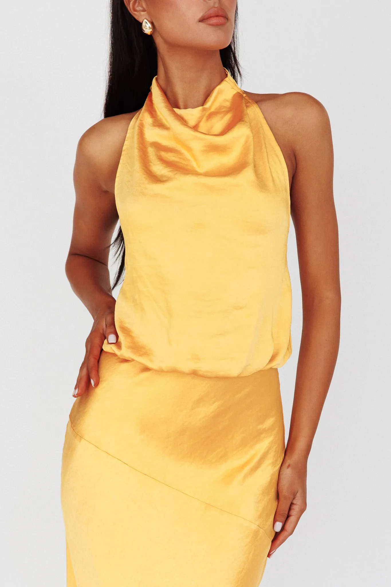 Amalfi Sunset Cowl Halterneck Maxi Dress Sun