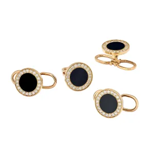 Black Onyx & Diamond 18KT Gold Tuxedo Studs