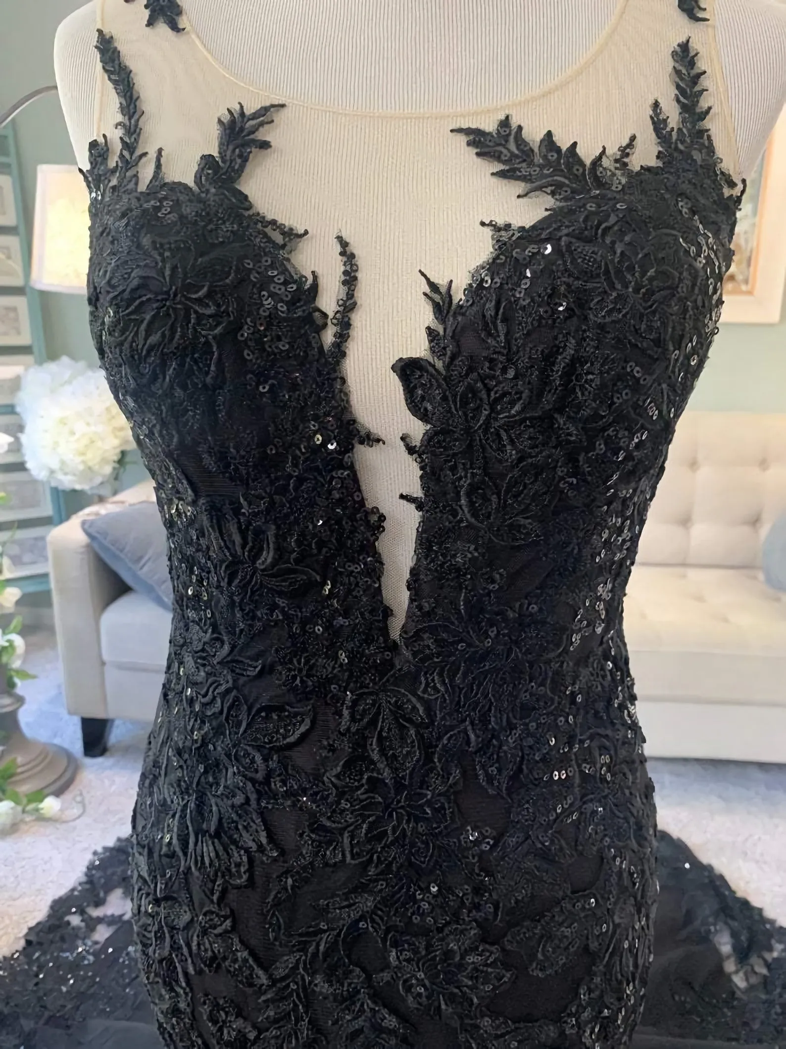 Black Wedding Dress Gothic Wedding Dress Mermaid Black Dress A Line Wedding Dress Black Lace Wedding Dress Illusion Back Wedding Dress