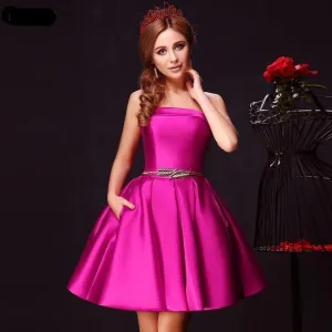 Candy Color Strapless Mini Cocktail Dress