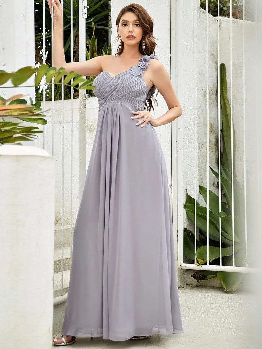 Chiffon One Shoulder Maxi Long Bridesmaid Dresses for Women