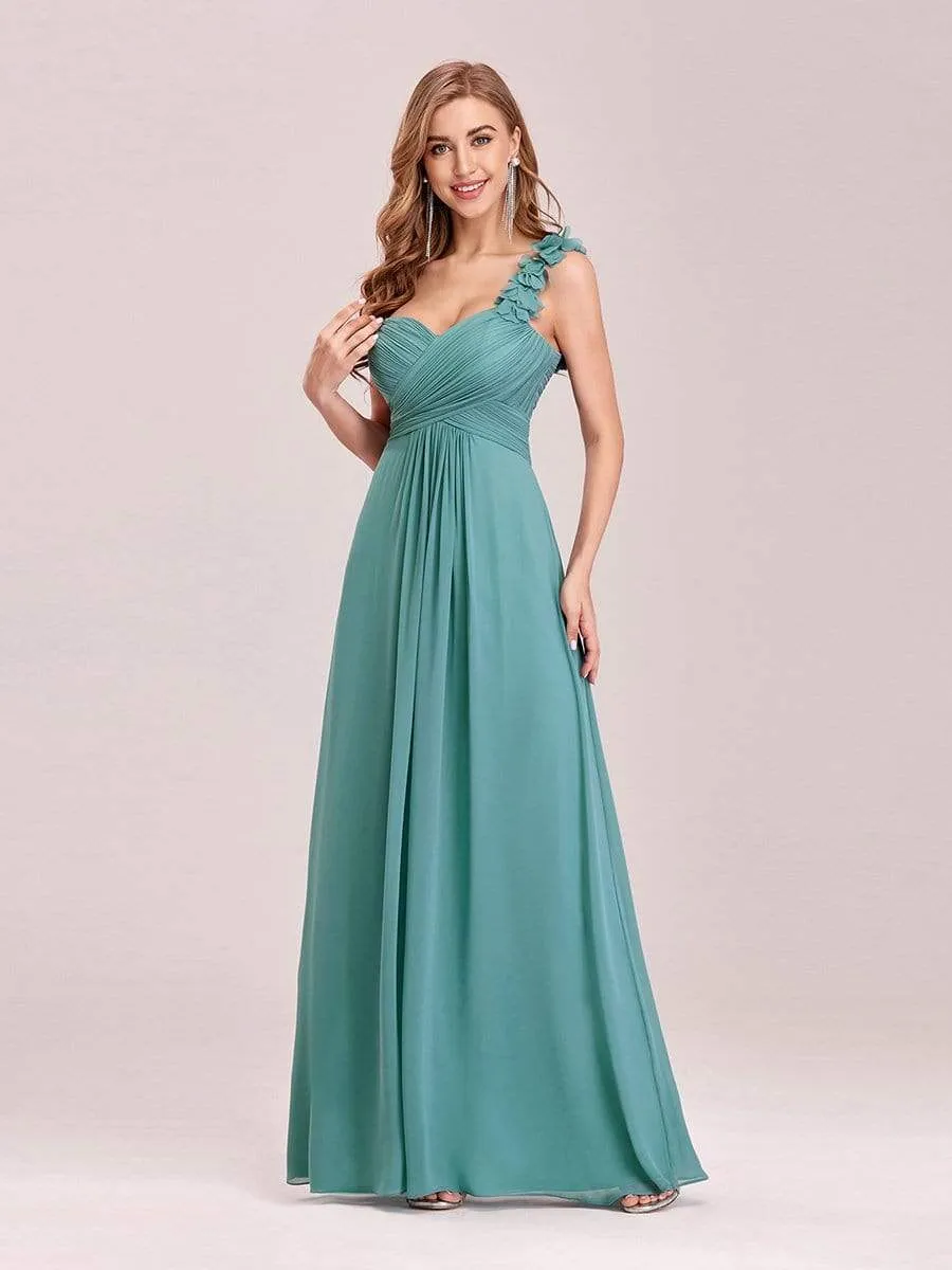 Chiffon One Shoulder Maxi Long Bridesmaid Dresses for Women