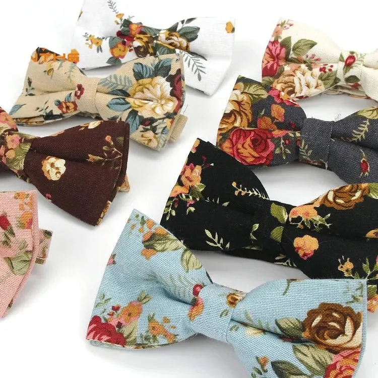 Country Style Floral Linen Bow Ties