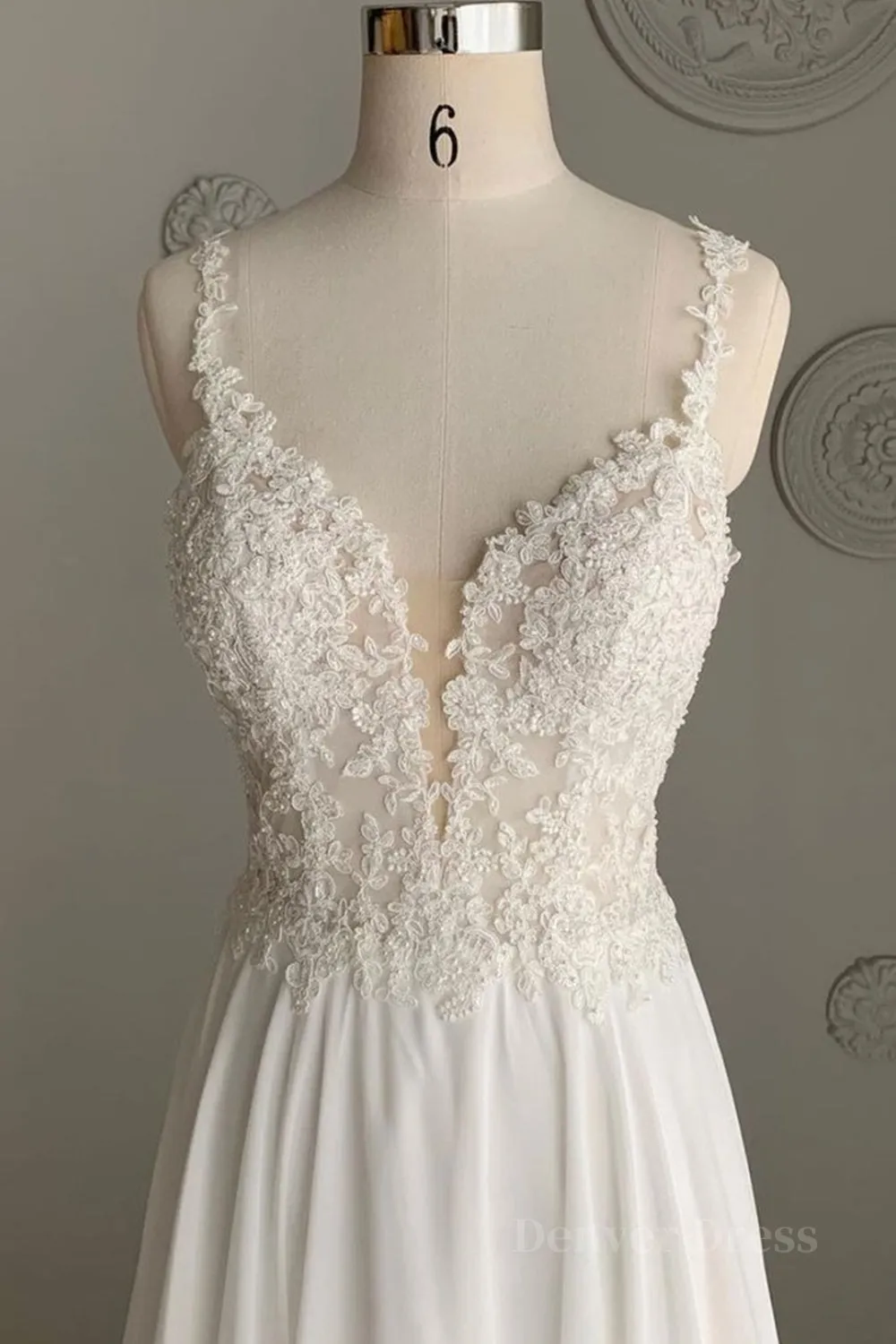 Deep V Neck White Lace Long Prom Dress Long White Formal Dress White Lace Evening Dress White Bridesmaid Dress