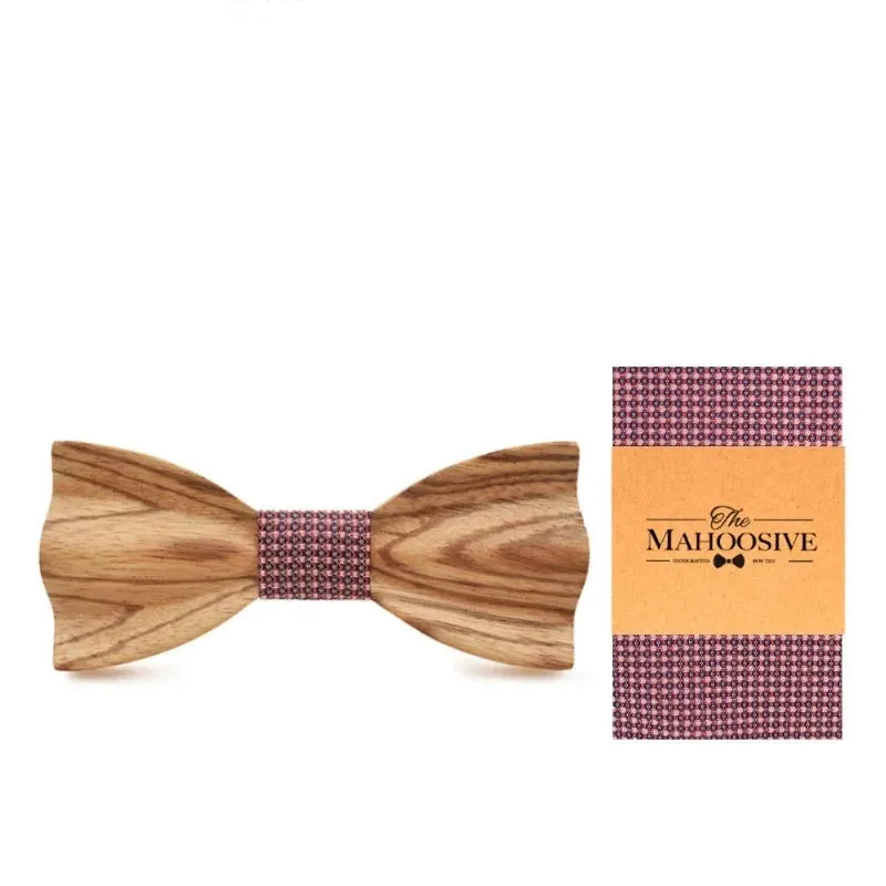 Hand Painted Wooden Bow Tie and Pocket Square Gift Box Sets