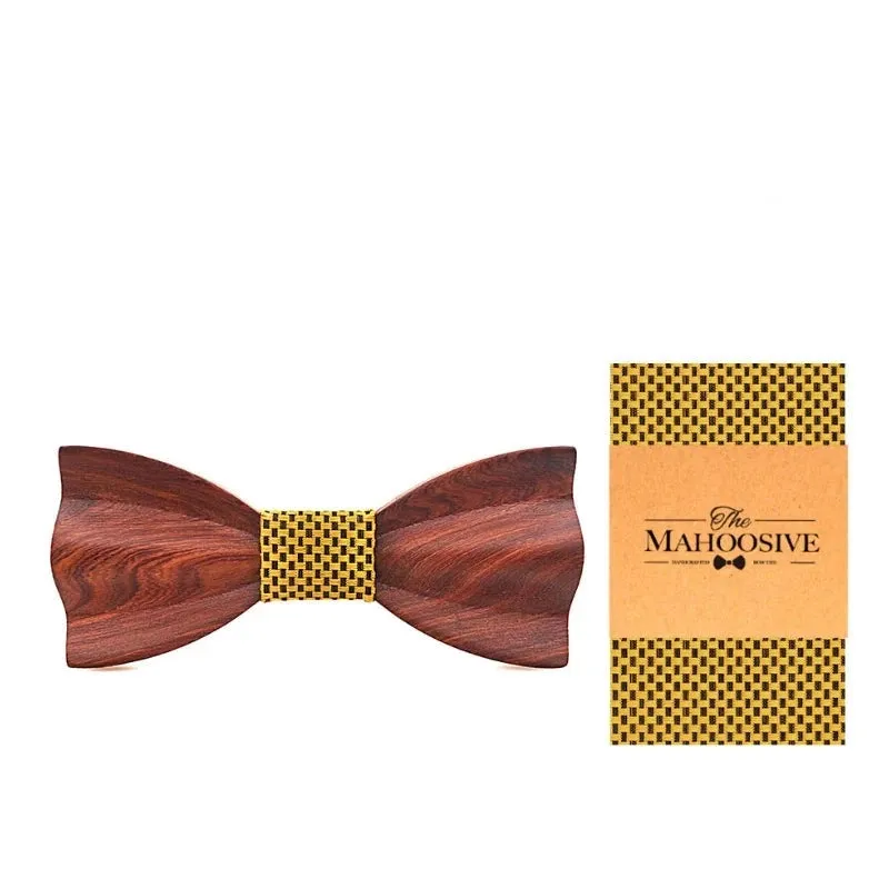 Hand Painted Wooden Bow Tie and Pocket Square Gift Box Sets