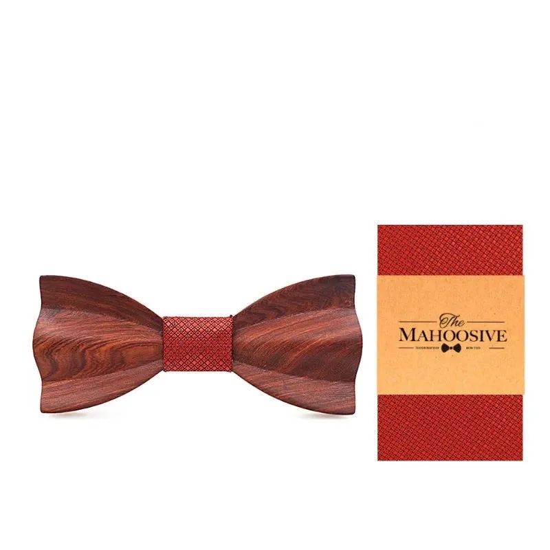 Hand Painted Wooden Bow Tie and Pocket Square Gift Box Sets