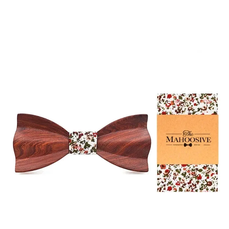 Hand Painted Wooden Bow Tie and Pocket Square Gift Box Sets