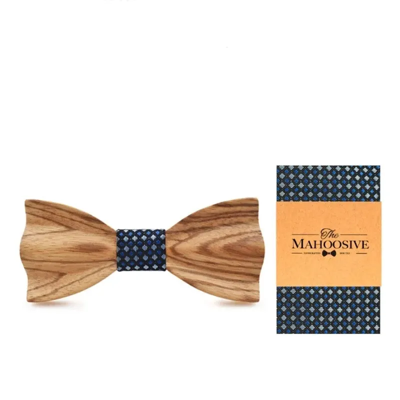 Hand Painted Wooden Bow Tie and Pocket Square Gift Box Sets