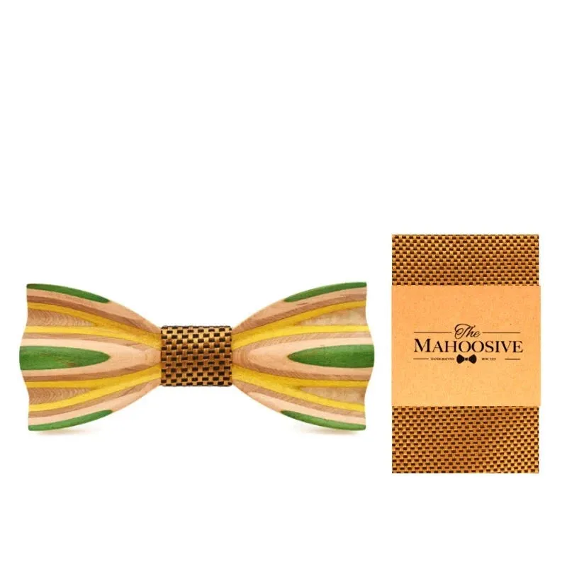 Hand Painted Wooden Bow Tie and Pocket Square Gift Box Sets