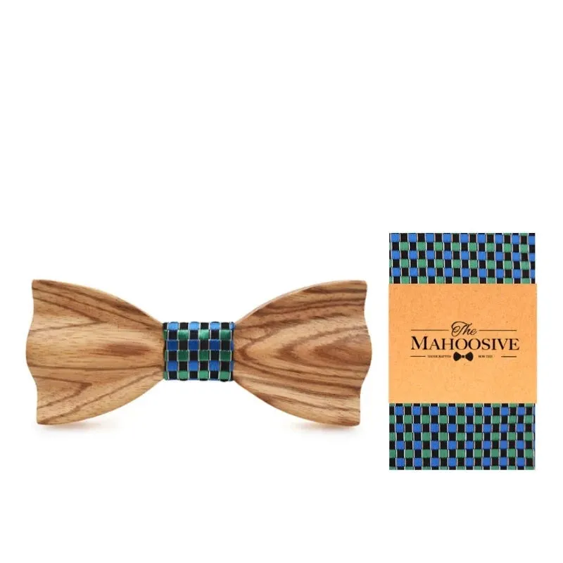 Hand Painted Wooden Bow Tie and Pocket Square Gift Box Sets