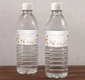 Hearts Wedding Water Bottle Labels