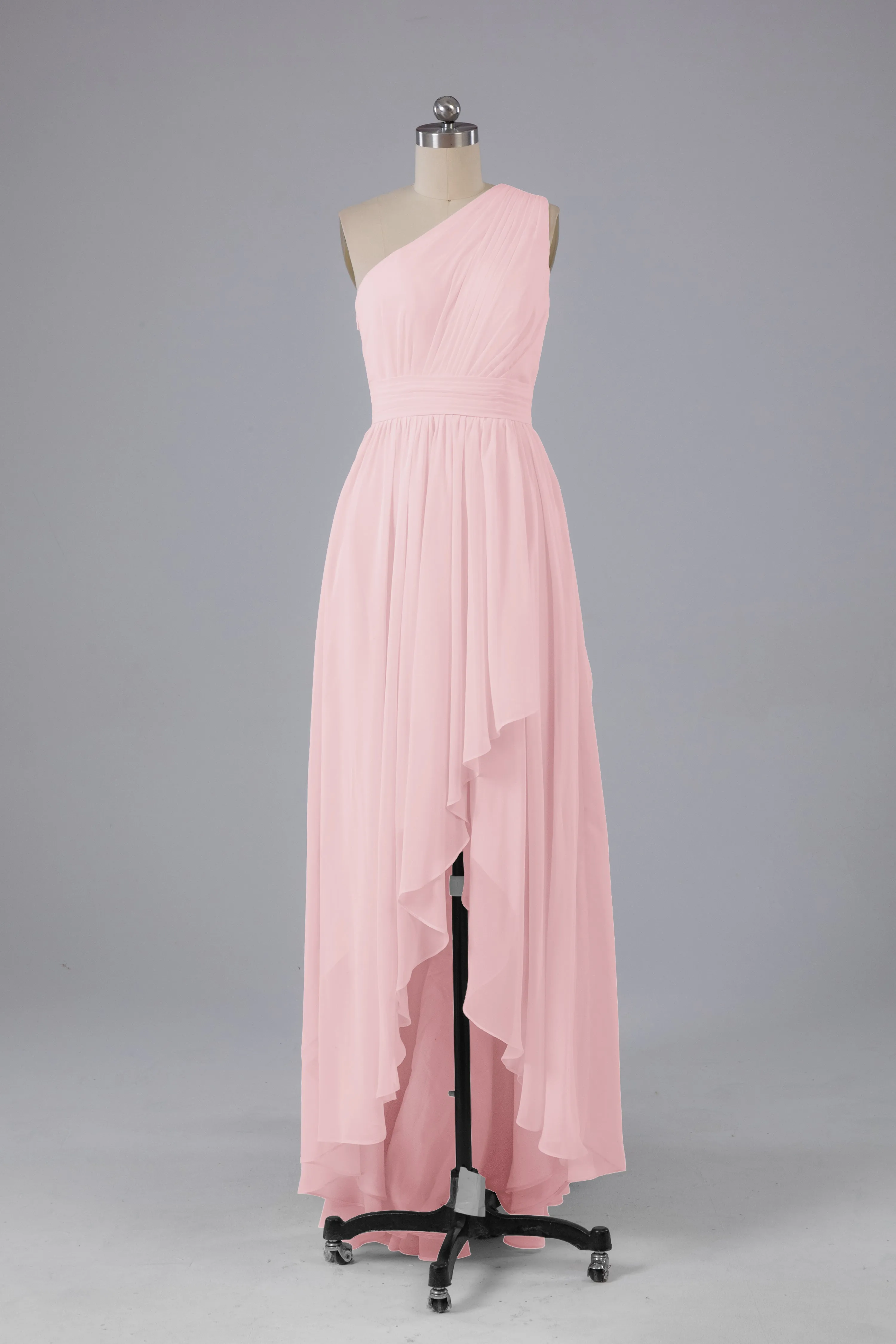 High Low One Shoulder Chiffon Bridesmaid Dresses