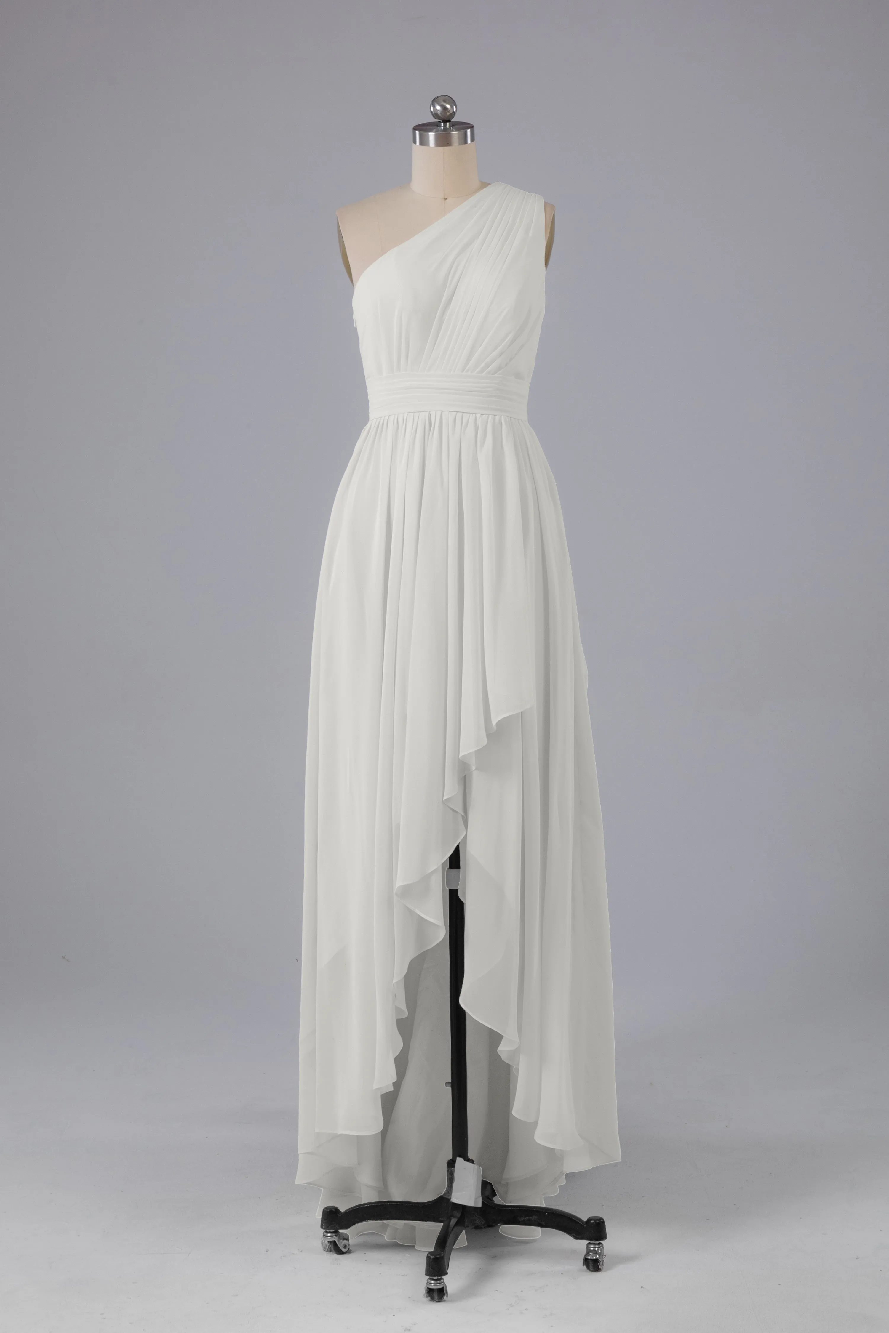 High Low One Shoulder Chiffon Bridesmaid Dresses