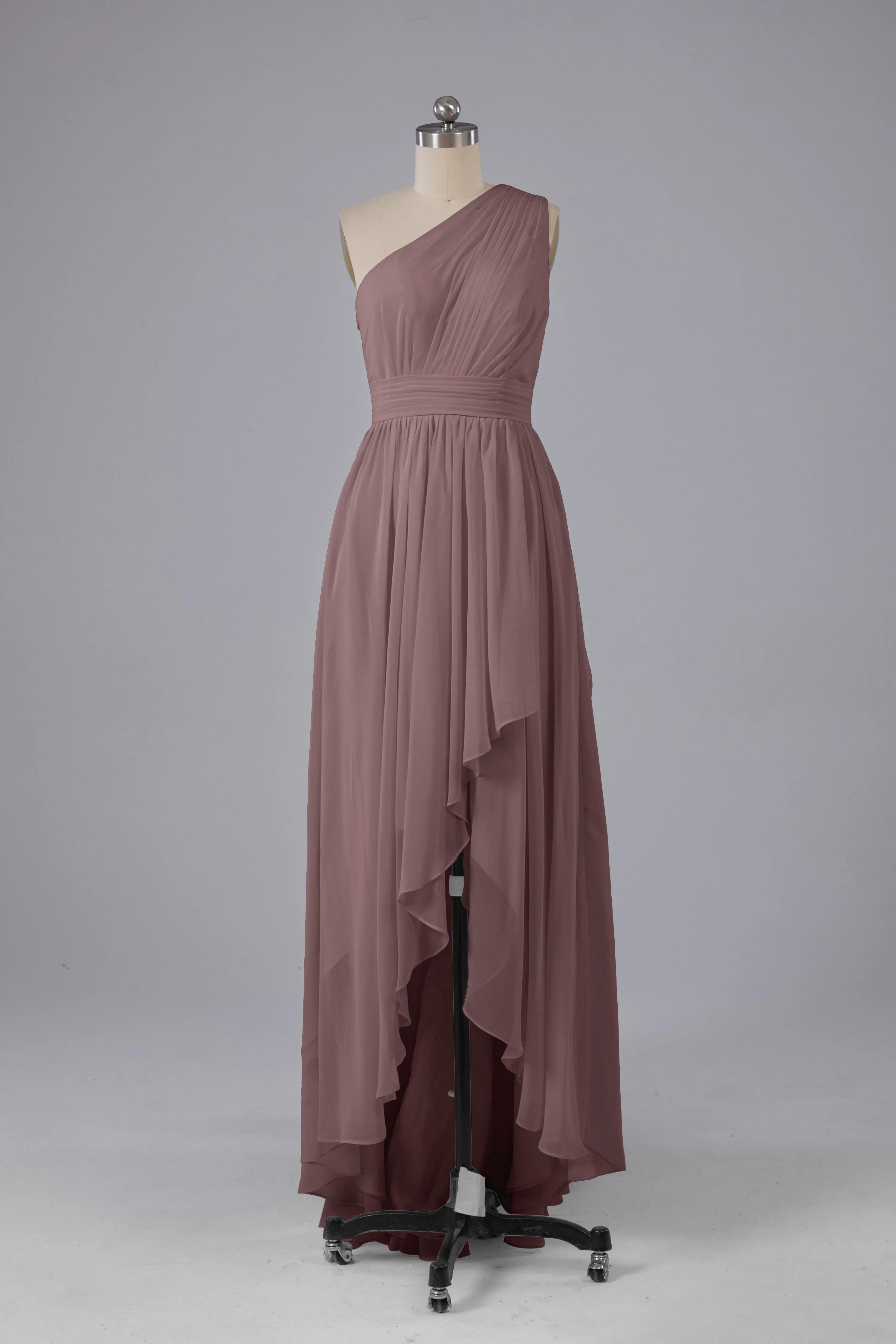 High Low One Shoulder Chiffon Bridesmaid Dresses