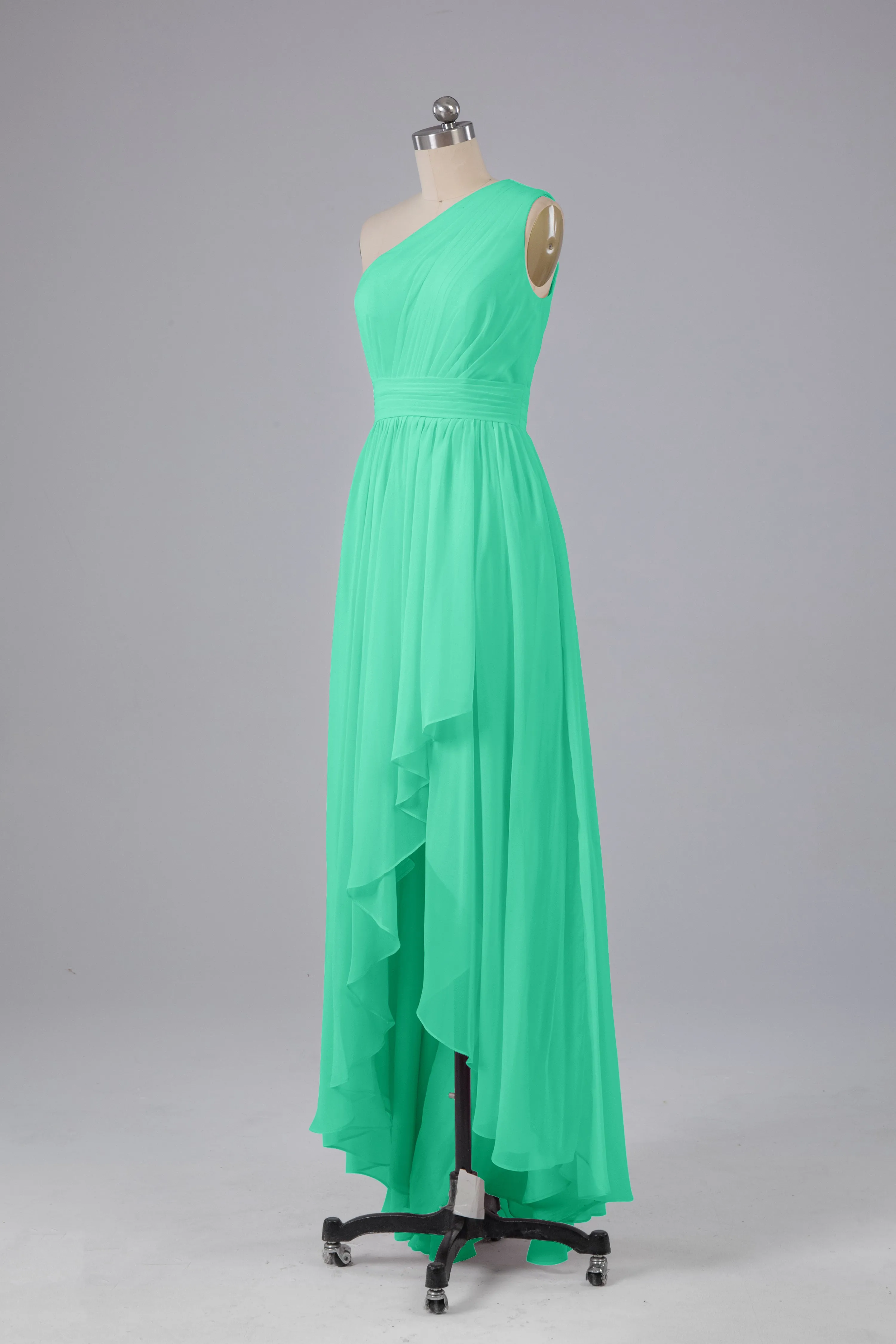 High Low One Shoulder Chiffon Bridesmaid Dresses