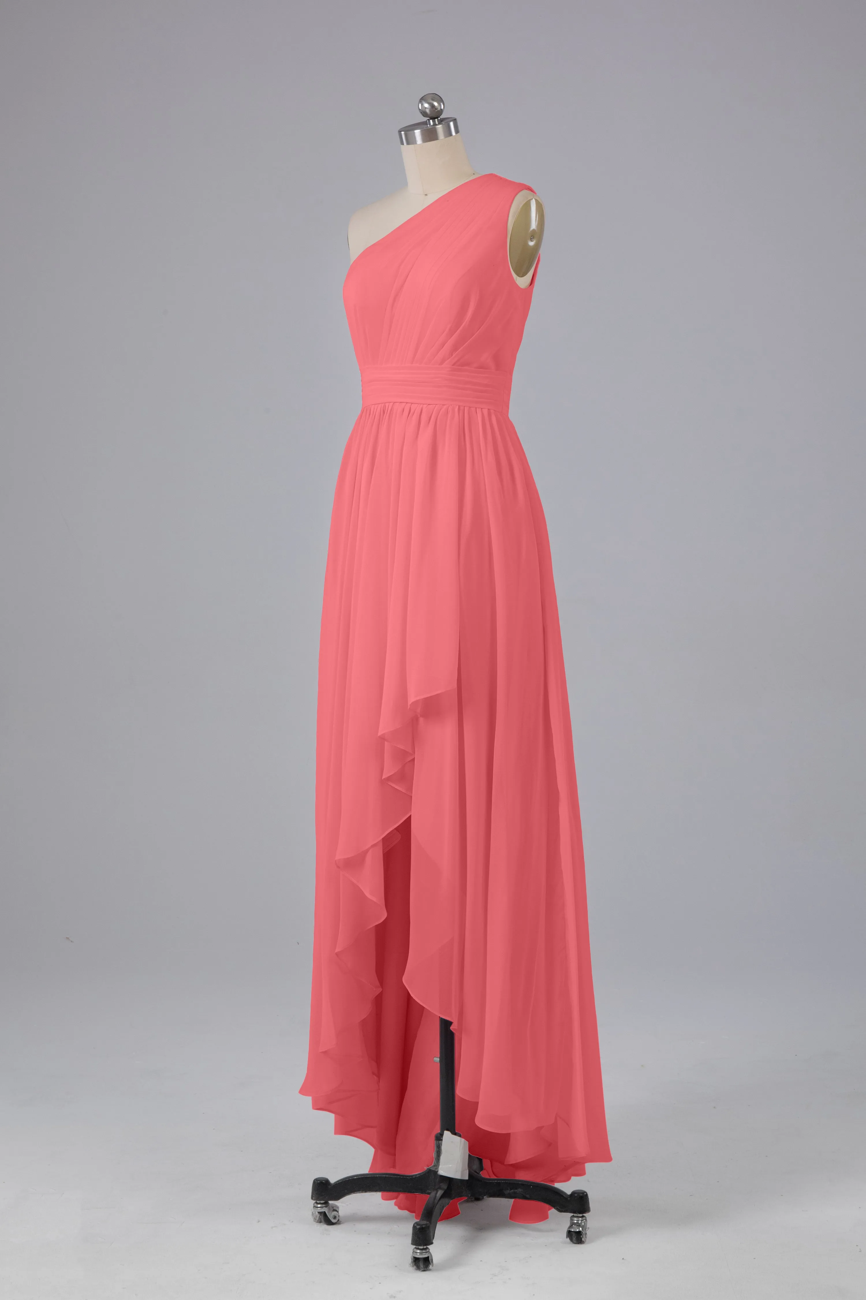 High Low One Shoulder Chiffon Bridesmaid Dresses