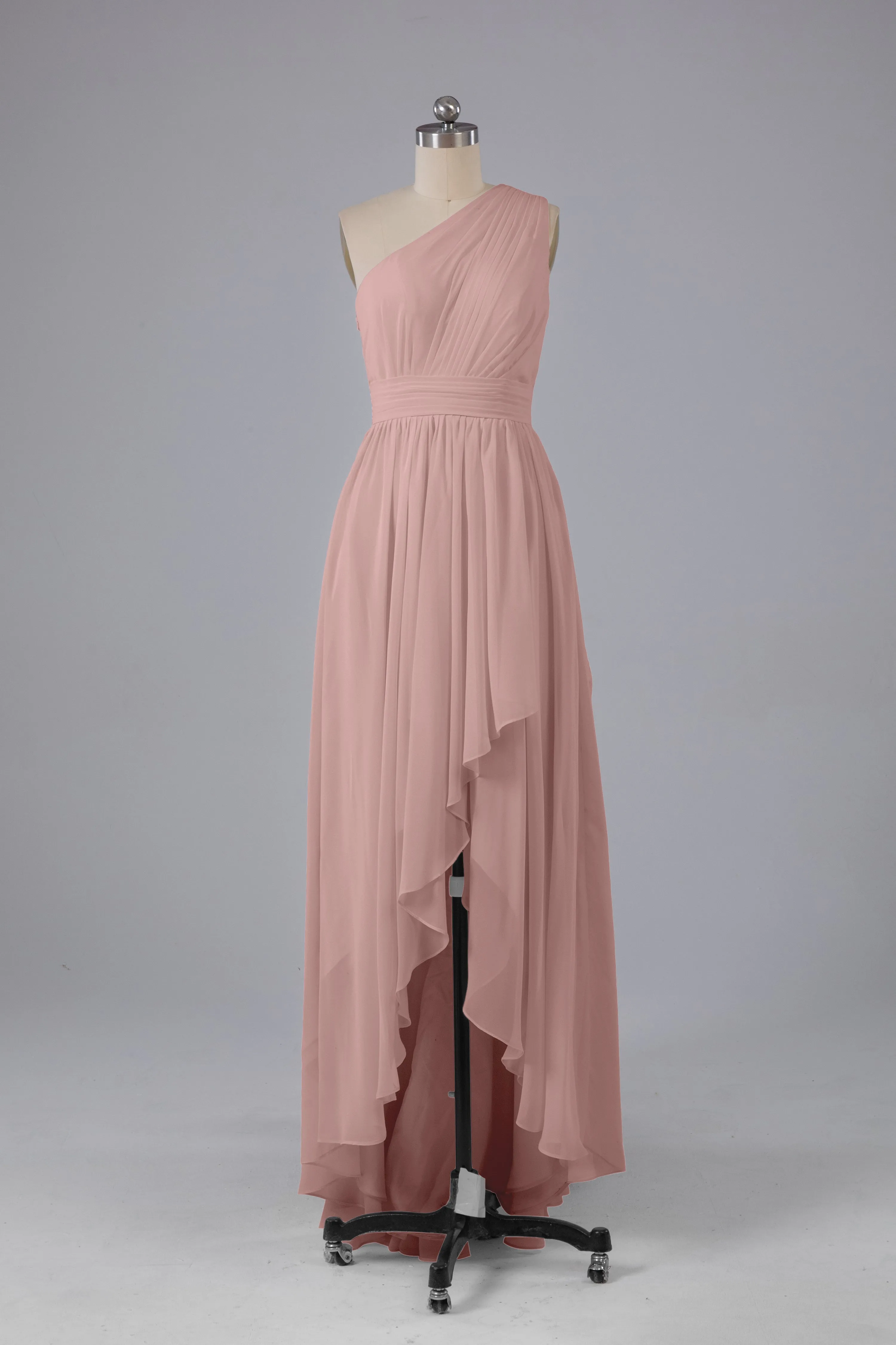 High Low One Shoulder Chiffon Bridesmaid Dresses