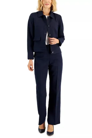 Le Suit Pant Suit 5 Button Jacket with Crepe Pant