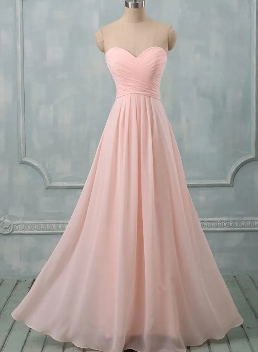 Lovely Light Pink Sweetheart Long Bridesmaid Dress Long Prom Dress