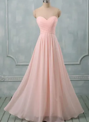 Lovely Light Pink Sweetheart Long Bridesmaid Dress Long Prom Dress