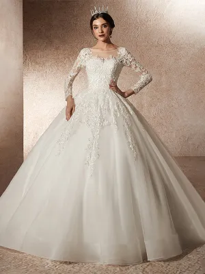 Luxury Long Sleeves Beaded Crystal Wedding Dresses