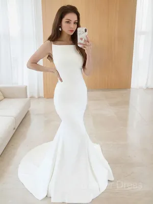 Mermaid Square Sweep Train Stretch Crepe Wedding Dresses