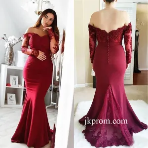 Modest Bridesmaid Dress Long Sleeve Floor Length V-neck Lace Applique Formal Evening Dreses