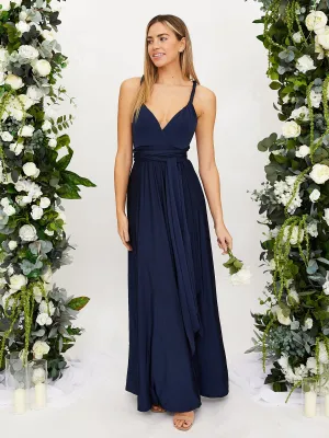 Multi-way Slinky Maxi Dress / Navy