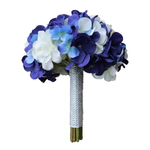 Navy Blue and White Hydrange Bouquet Artificial Wedding Flowers