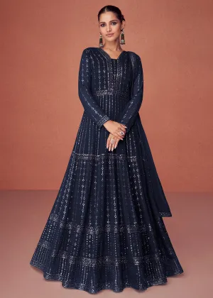 Navy Blue Bridesmaid Wear Wedding Wear Anarkali Suit