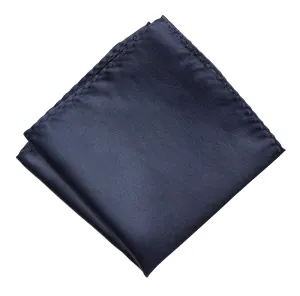 Navy Blue Pocket Square. Dark Blue Solid Color Satin Finish, No Print