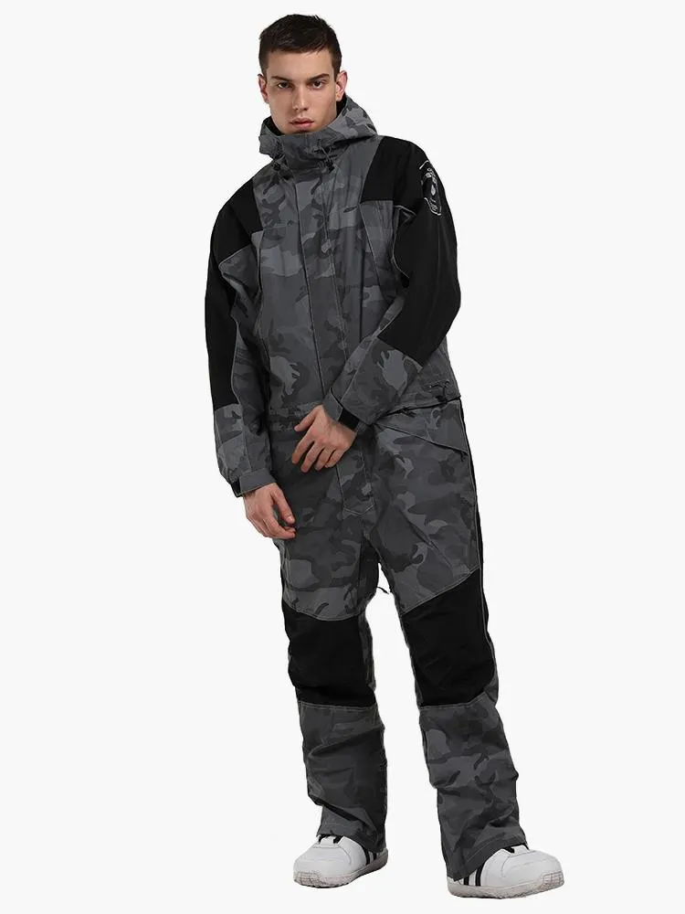 New unisex ski suitsuit fluorescent camouflage waterproof and breathable night single and double board one-piece snow suit