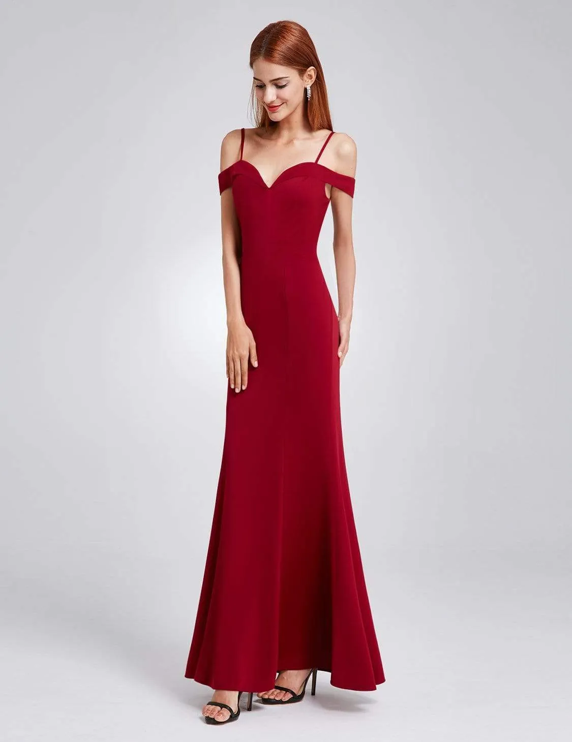 Off the Shoulder Sweetheart Neckline Bridesmaid Dress