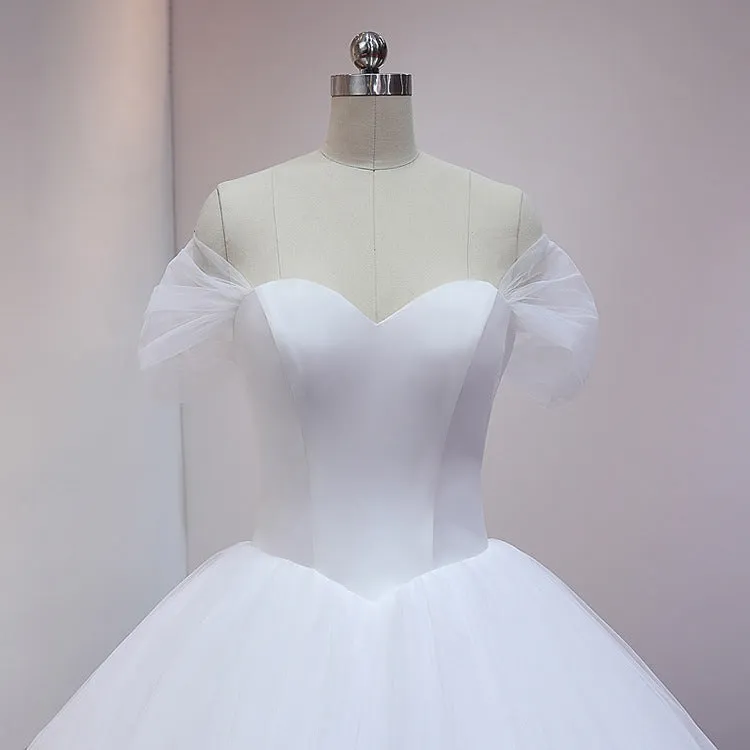 Off the Shoulder Tulle Princess Ball Gown Wedding Dress Unique Ball Gown for Wedding #21011206