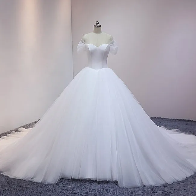 Off the Shoulder Tulle Princess Ball Gown Wedding Dress Unique Ball Gown for Wedding #21011206