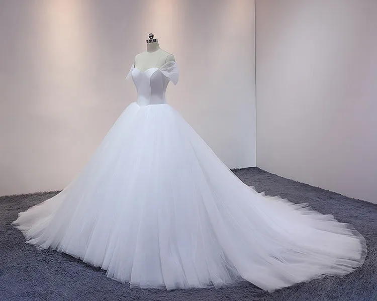 Off the Shoulder Tulle Princess Ball Gown Wedding Dress Unique Ball Gown for Wedding #21011206