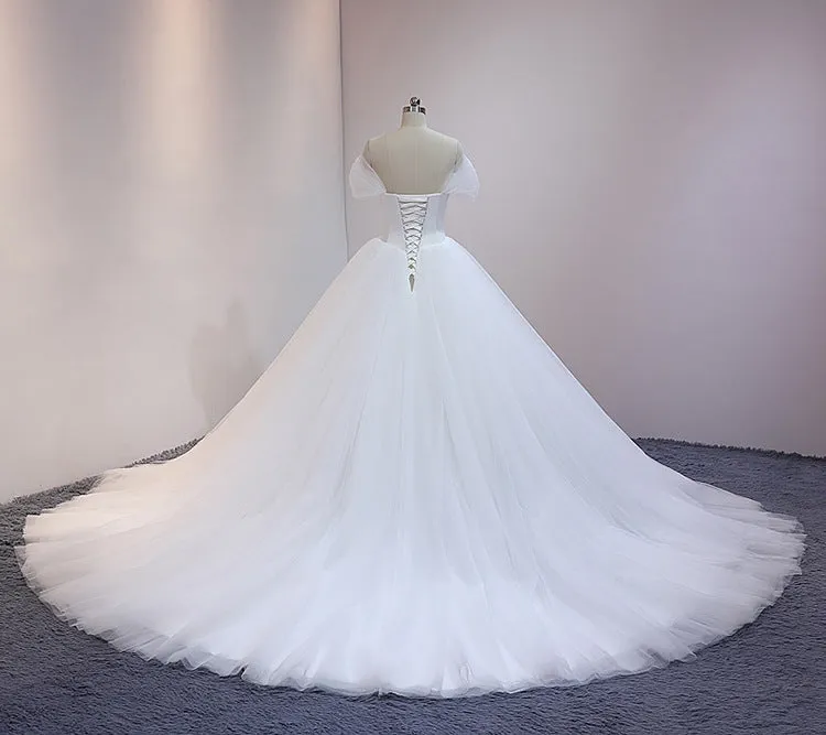 Off the Shoulder Tulle Princess Ball Gown Wedding Dress Unique Ball Gown for Wedding #21011206