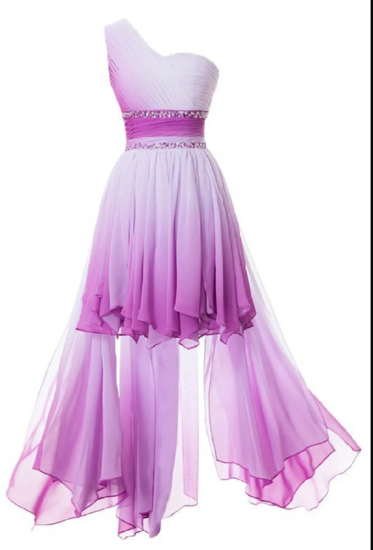 One Shoulder High Low Chiffon Bridesmaid Dresses Homecoming Gowns For Juniors