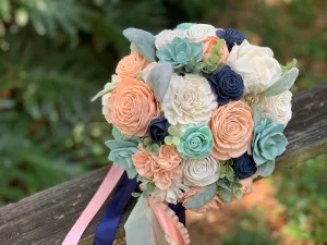 Peach, Navy and Mint Bouquet