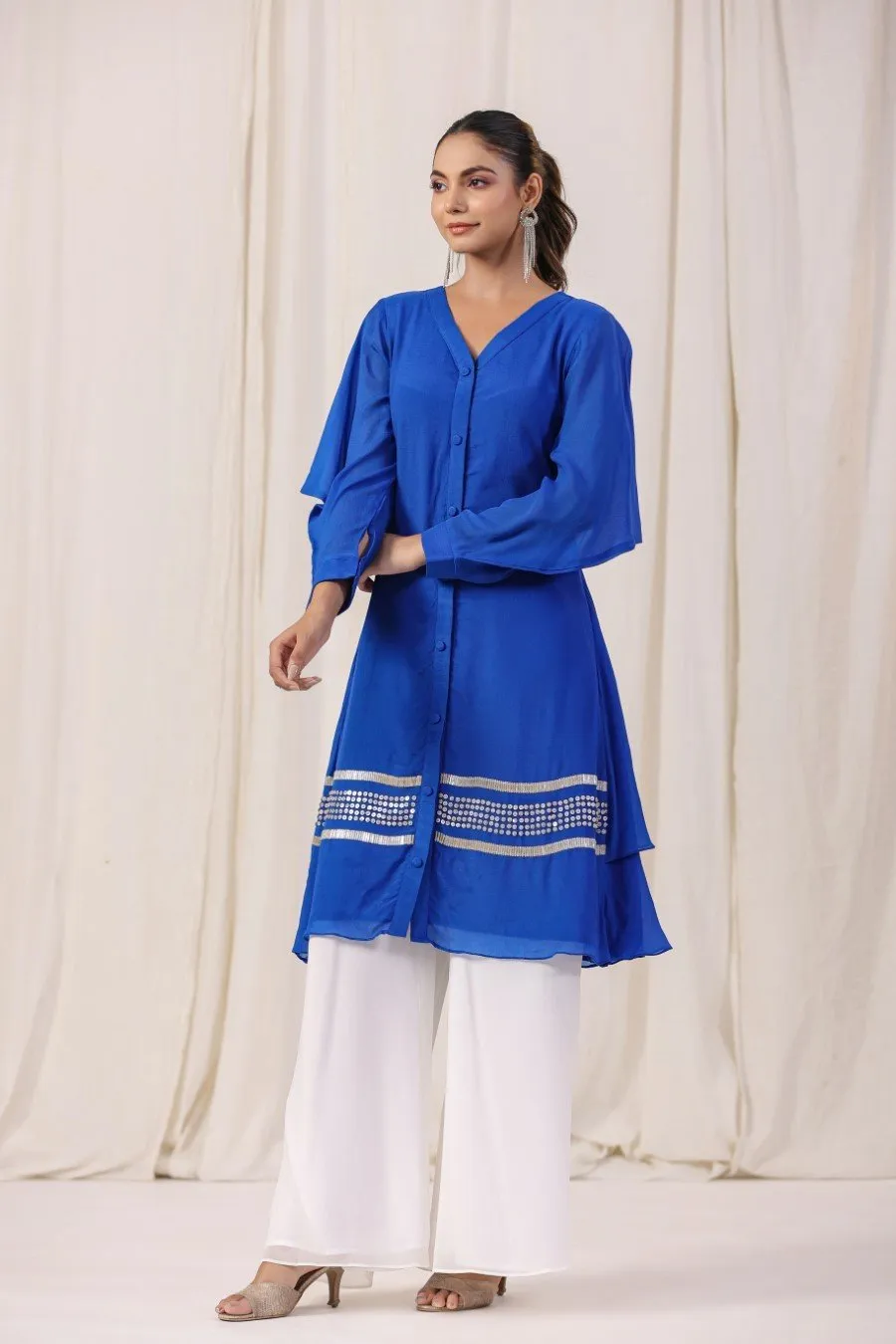 Royal Blue Embellsihed Tunic with Palazzo